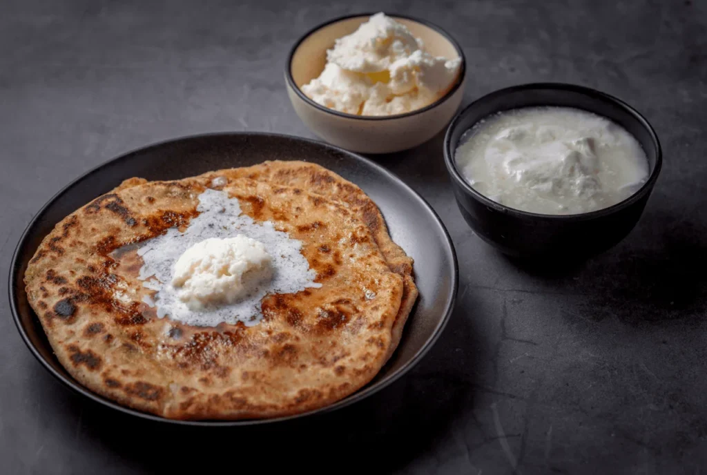 Aloo Paratha with Yogurt Dip